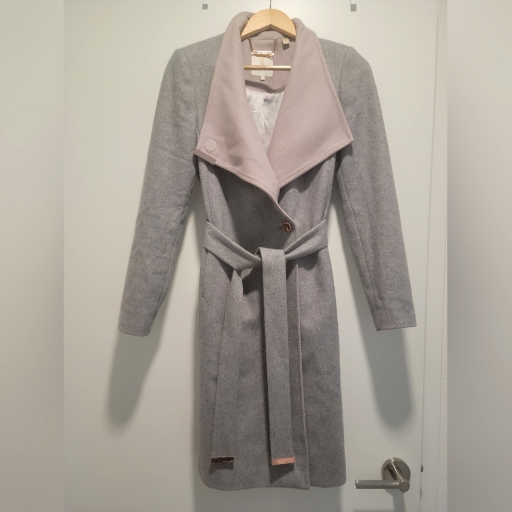 Gray Ted Baker Belted Wrap Coat